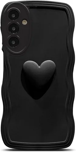 Miniatura 30 de Funda para Samsung Galaxy S22 para mujer, linda funda Kawaii 3D Love Heart color sólido rizado ondulado lente de cámara cubierta a prueba de golpes