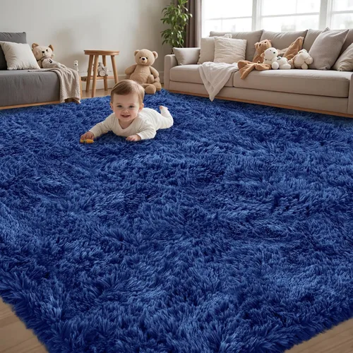 Miniatura 32 de Alfombra de Área 8x10 para Sala de Estar: Alfombras Shag Gris Claro Ultra Suaves y Esponjosas, Alfombra Grande Difusa de Felpa