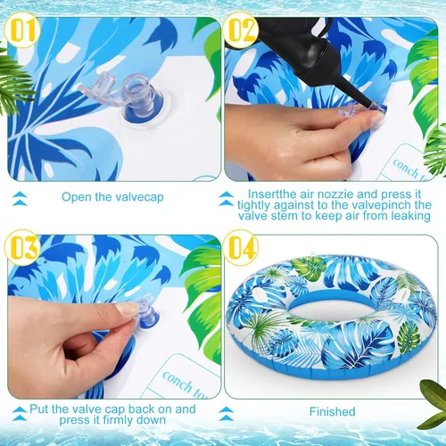 Miniatura 3 de Libima 4 flotadores inflables Luau de 30 pulgadas, flotadores de piscina, tubos interiores hawaianos para adultos, decoraciones hawaianas de fiesta
