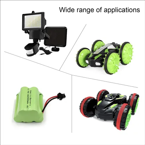 Miniatura 2 de Qsmily® Paquete de baterías de 6 V, batería recargable Ni-MH AA de 2000 mAh con conector SM y cable de cargador USB, adecuada para luz solar al aire