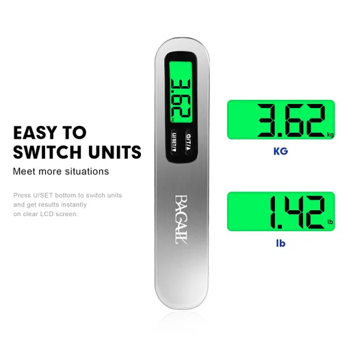 Miniatura 2 de BAGAIL Báscula digital de equipaje báscula de equipaje colgante con pantalla LCD retroiluminada báscula de peso de viaje báscula de peso portátil