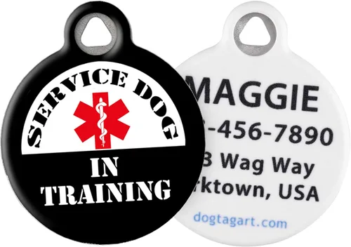 Miniatura 8 de Etiqueta de identificación personalizada para perros de servicio con revestimiento de polímero silencioso con información de identificación Perro