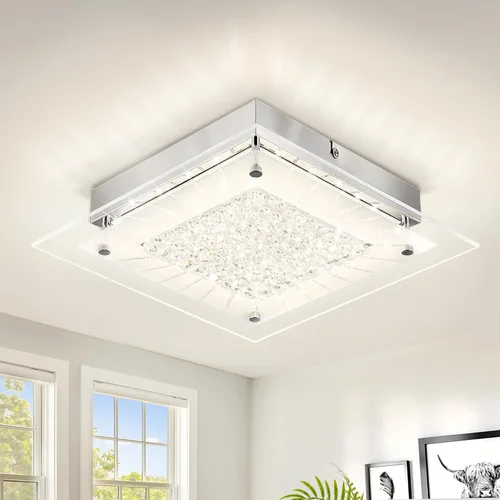 Miniatura 13 de Lámpara de techo de montaje empotrado, luces de techo cromadas de cristal para cocina, lámpara LED de dormitorio de 8.3 pulgadas para baño, pasillo