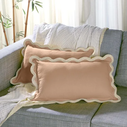Miniatura 21 de Fundas de almohada Folkulture para sofá o para sala de estar Juego de 2 fundas de almohada (18x18) con diseño boho Fundas de almohada Rubor