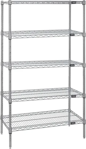Miniatura 48 de Quantum Storage Systems WR74-1824BK Kit de inicio para estantería de alambre de 4 niveles de altura de 74 pulgadas, acabado negro, 18 pulgadas