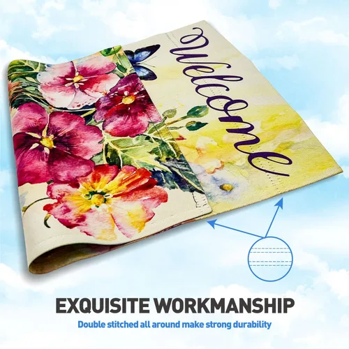 Miniatura 4 de Bandera de jardín con flores de mariposa, opaca de doble cara de 12 x 18 pulgadas, banderas verticales de bienvenida para todas las estaciones