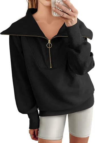 Miniatura 4 de ANRABESS Sudaderas con capucha para mujer, de gran tamaño, con cremallera de un cuarto, para adolescentes, niñas, ropa de moda Y2K