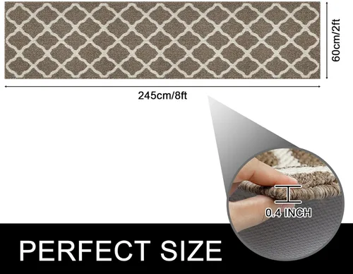 Miniatura 2 de SHACOS Alfombra de pasillo lavable de 2 x 8 pies, con parte trasera de goma antideslizante, resistente a las manchas, alfombra de cocina