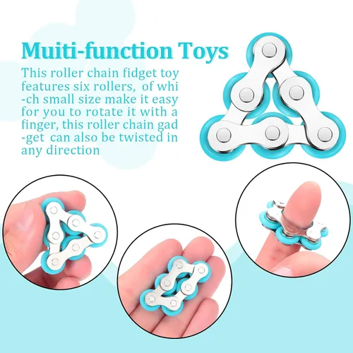 Miniatura 3 de Sumind 2 piezas de cadena de bicicleta Fidget cadena de rodillo Fidget con seis flippy novedosos alivio del estrés para adultos Ansiedad Autismo