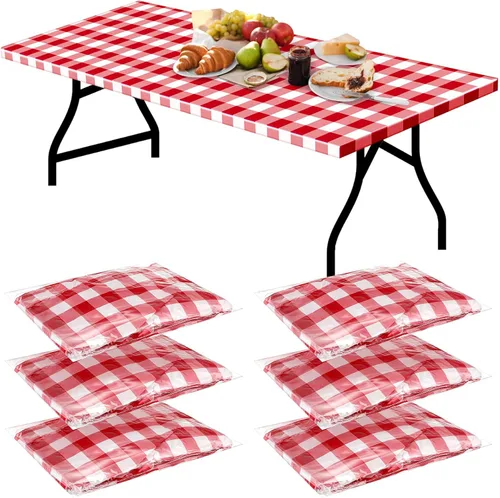 Miniatura 7 de Boao 6 manteles de plástico para mesa de pícnic, 72 x 30 pulgadas, para mesas de 6 pies, desechables, impermeables, a cuadros, en blanco y negro
