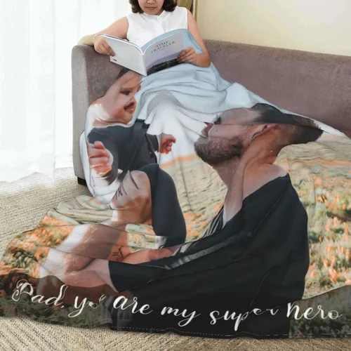 Miniatura 5 de Mantas personalizadas con fotos para mujeres y hombres, regalos de cumpleaños conmemorativos, manta personalizada de franela suave con mis propias