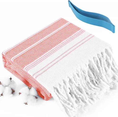 Miniatura 19 de Genovega Juego de toallas de baño turcas de algodón de gran tamaño 74"x38" extra grandes sin arena de secado rápido para natación, campamento