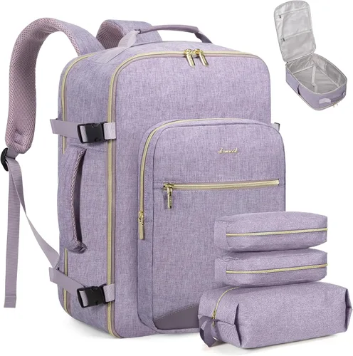 Miniatura 20 de LOVEVOOK Mochila de viaje de 40L aprobada para vuelo, 3 cubos de embalaje, bolsa de viaje impermeable para artículos personales, equipaje de mano