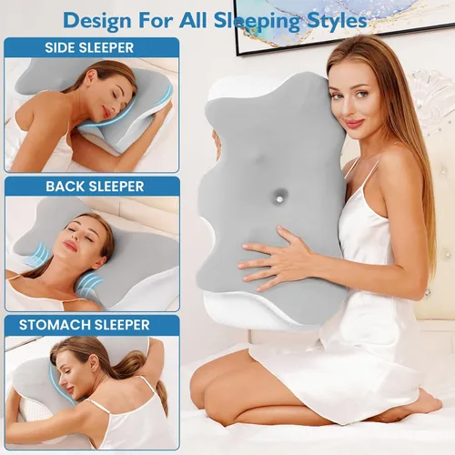 Miniatura 3 de Almohada cervical para aliviar el dolor de cuello, almohada cervical para dormir de lado, almohada ergonómica de espuma viscoelástica para dormir
