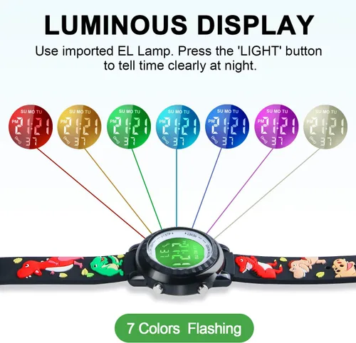 Miniatura 3 de Relojes LED impermeables para niños con alarma, juguetes para niños, regalos para niñas de 3 a 10 años