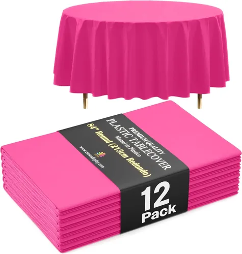 Miniatura 33 de Exquisite 66% Thicker Premium Aqua Round Tablecloth 0.5 Mil 6 Pack Plastic Table Cloth Disposable 84 Inch Round Plastic Tablecloth Won't Tear Easily