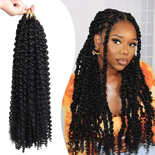Miniatura 11 de Cabello de estilo Passion Twists de 14 pulgadas, cabello ondulado de ganchillo para mujeres negras, cabello rizado bohemio para trenzas de mariposa