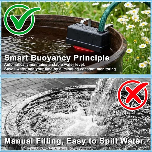 Miniatura 5 de Lounsweer Paquete de 4 válvulas de flotador de canal de agua para tanque de agua, válvula de flotador controlada, monitores de nivel ajustable
