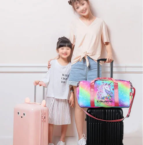 Miniatura 3 de BTOOP Bolsa de viaje para niñas niños gimnasio deportes mujer entrenamiento viaje bolsa de semana con compartimento para zapatos y bolsillo mojado