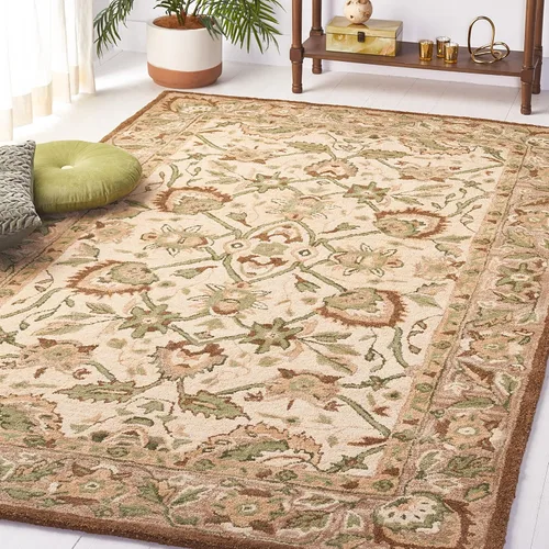 Miniatura 9 de SAFAVIEH Antiquity Collection - Alfombra decorativa de 3 x 5 pies, color marfil y beige, hecha a mano, lana tradicional, ideal para zonas de alto