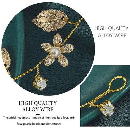 Miniatura 6 de Yean Diadema de novia para el pelo de la boda, accesorios de novia de hoja dorada para mujer