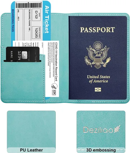 Miniatura 2 de Estuche para pasaporte, ranuras para pasaporte, tarjetero para pasaporte y tarjeta de vacunación, bonita funda para pasaporte para mujeres