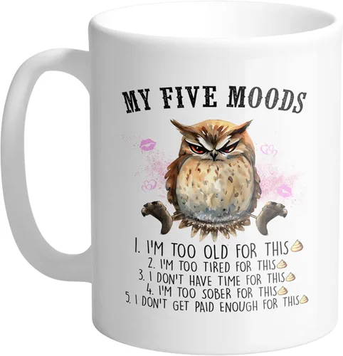 Miniatura 7 de TeesAndTankYou My Five Moods - Taza de café (11 onzas), color negro