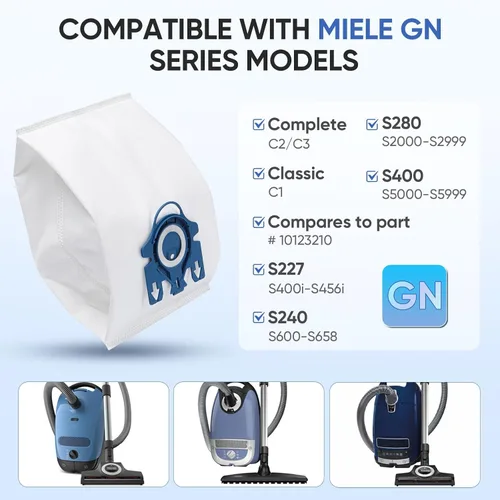 Miniatura 2 de Bolsas de repuesto para aspiradora GN compatibles con aspiradora Miele Classic C1, Complete C2, Complete C3, S227/S240, S270, S400, S2, S5, S8