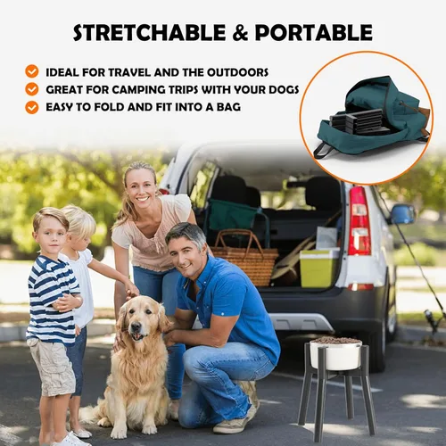 Miniatura 6 de Soporte Ajustable Elevado para Cuenco de Perros de 7-10.6" de Diámetro para Comida y Agua - Comedero Elevado de 11" de Altura para Mejorar