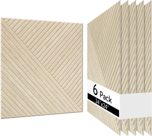 Olanglab Paquete de 6 paneles de pared autoadhesivos, 23.6 x 23.6 pulgadas por panel, paneles de pared acústicos, arte de pared absorbente de sonido