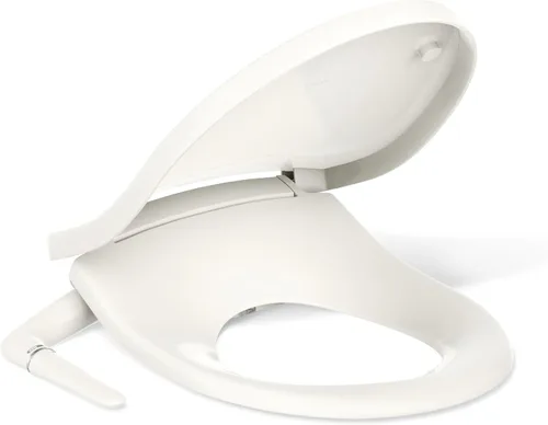 Kohler PureWash M250 - Asiento de inodoro para bidé, redondo, manual, color crema, con tapa de cierre silencioso que evita golpes, fácil instalación