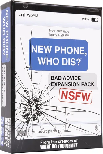 New Phone, Who Dis? Paquete de expansión de malos consejos NSFW de Relatable, añadir al juego central de New Phone, Who Dis?, incluye 45 tarjetas de
