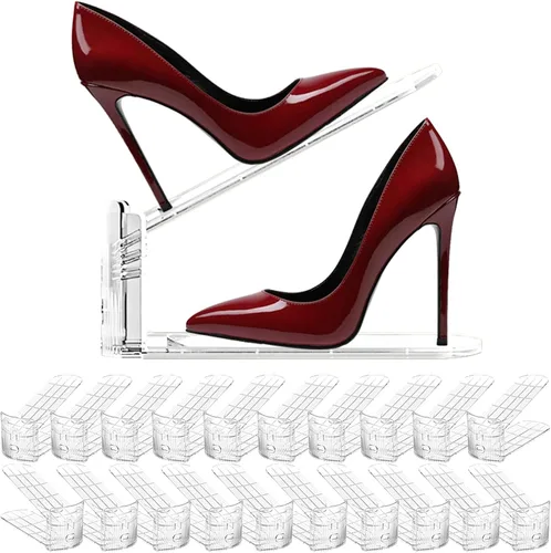 Miniatura 9 de Paquete de 10 organizadores de ranuras para zapatos, organizadores transparentes para armario, ahorro de espacio, 50% para estante de exhibición