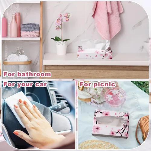 Miniatura 7 de Yinder 24 paquetes de 960 hojas de pañuelos en cubo para coche, pañuelos faciales desechables para viajes, soporte de pañuelos suaves con acuarela
