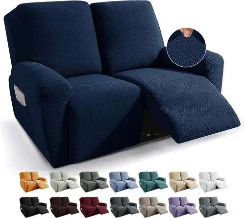 Miniatura 28 de JIVINER Fundas de sofá reclinable de 8 piezas, fundas elásticas de jacquard para sofá reclinable, fundas para sala de estar, protector suave de 3