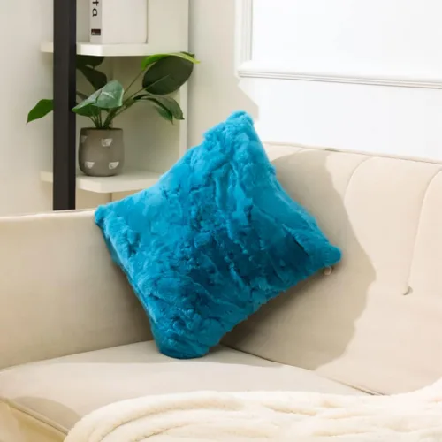 Miniatura 6 de Fundas de almohada de piel natural auténtica, almohadas de piel de conejo real de 20 x 20 pulgadas, funda de almohada sedosa súper suave, funda