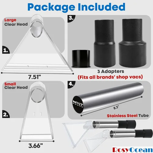 Miniatura 8 de Universal Compatible con Todas las Aspiradoras de Taller Accesorio Extractor con Tres Adaptadores de 2-1/2" y 1-7/8" y 1-1/4" Cabezal de Vacío