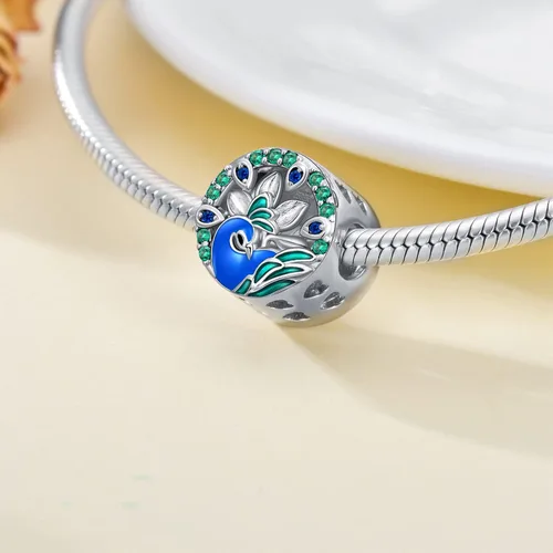 Miniatura 6 de LONAGO Abalorio de plata de ley 925 con diseño de mariposa y pavo real para mujer