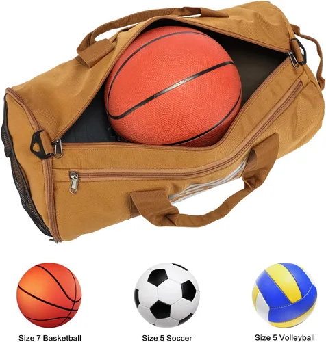 Miniatura 3 de TUGUAN Bolsas de gimnasio para hombres y mujeres, bolsa de gimnasio con bolsillo húmedo y compartimento para zapatos, bolsa de lona para hombres