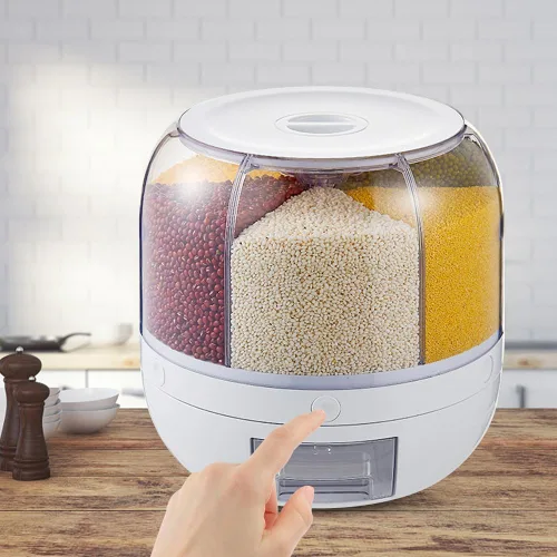 DYRABREST Dispensador de cereales de 6 rejillas, contenedor de almacenamiento de alimentos giratorio de 360°, 22.0 lbs/22 libras, dispensador de