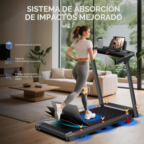 Miniatura 8 de Caminadora con inclinación 3 en 1 portátil, pequeña, para el hogar, con barra de apoyo, caminadora plegable de 3.0 HP, silenciosa, sin escobillas