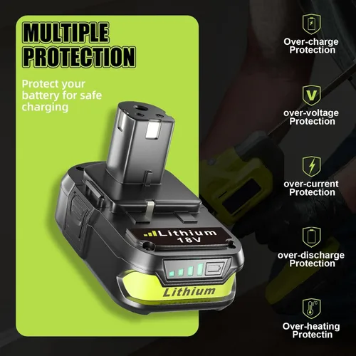 Miniatura 6 de VINIDA Paquete de 2 baterías de iones de litio de 18 V 3.6 Ah de repuesto para batería Ryobi de 18 V P102 compatible con batería Ryobi de 18 V P103
