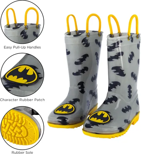 Miniatura 8 de DC Comics Botas de lluvia para niños Batman con forro suave extraíble para nieve