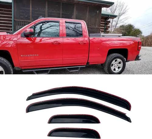 Miniatura 14 de Deflector de viento de ventana lateral para Chevy Silverado/GMC Sierra 1500, 2007-2014 2500HD/3500HD con cabina extendida, juego de 4 protectores