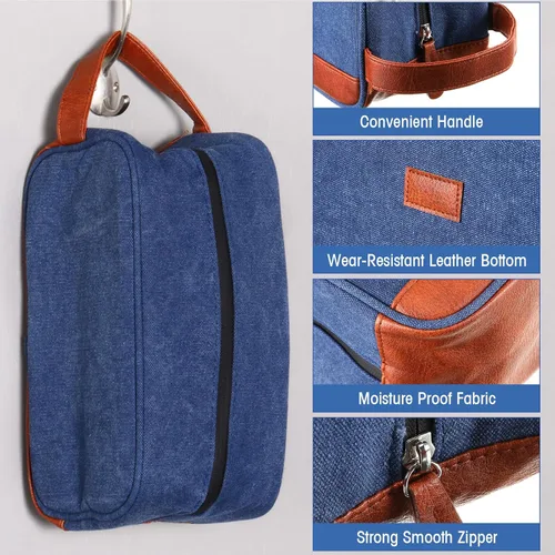 Miniatura 4 de Paterr 6 bolsas de aseo para hombre, para viajes, bodas, padrinos de boda, regalos de lona y cuero, bolsa de afeitar para padrinos de boda, regalos