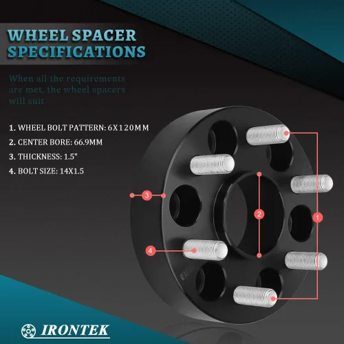 Miniatura 84 de IRONTEK Espaciadores de rueda de 2 pulgadas de 0.236 x 5.315 in para F150 (orificio de cubo de 3.429 in, pernos M14x2) 0.236x5.315 in a 0.236x5.315