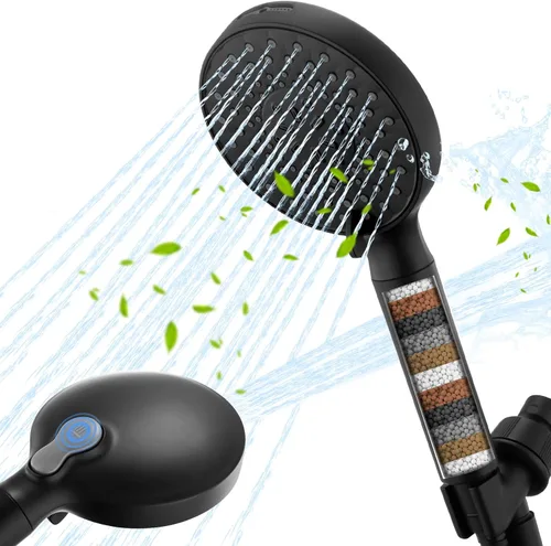 Miniatura 9 de Ryamen Cabezal de ducha filtrado con mango, cabezal de ducha de alta presión con 9 modos de pulverización desmontable con filtro para agua dura