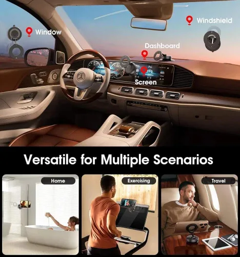 Miniatura 2 de Soporte magnético para teléfono de automóvil de absorción al vacío, adecuado para teléfonos iPhone y Android, soporte de ventosa ajustable de 360°