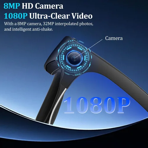 Miniatura 2 de Gafas inteligentes AI con cámara HD 4K, gafas de cámara Bluetooth antivibración de 800W, grabación de video 1080P con micrófono dual y reducción