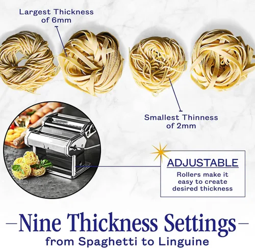 Miniatura 2 de Nuvantee Pasta Maker with 7 Adjustable Thickness Settings - 3 in 1 Noodle Maker with Rollers & 2 Width Cutters for Fresh Spaghetti, Fettuccini